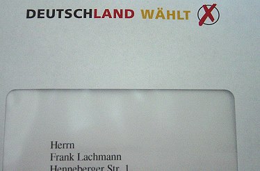 brief: deutschland wählt / herrn frank lachmann (..)